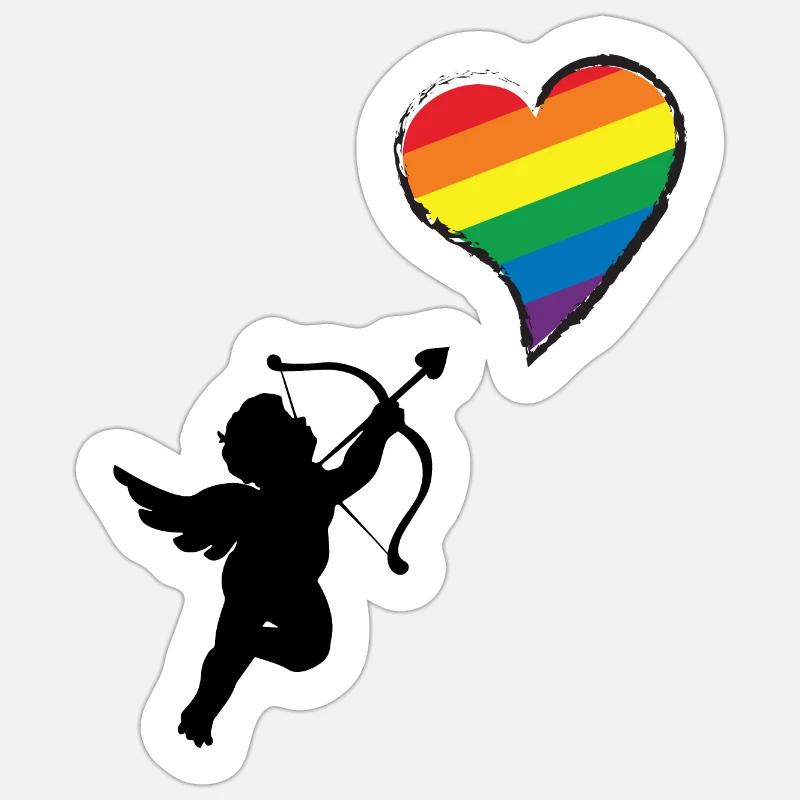 Cupidon drapeau LGBT Sticker taille S (10 x 10 cm)