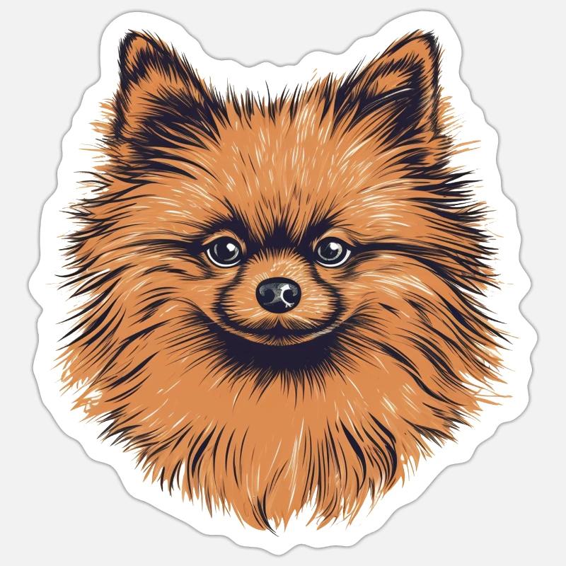 Pomeranian Miniature Spitz Drawing - Sticker size S (10 x 10 cm) - white matte