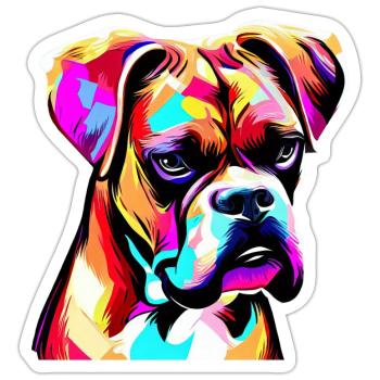 Boxer Art - Sticker size S (10 x 10 cm) - white matte - Front