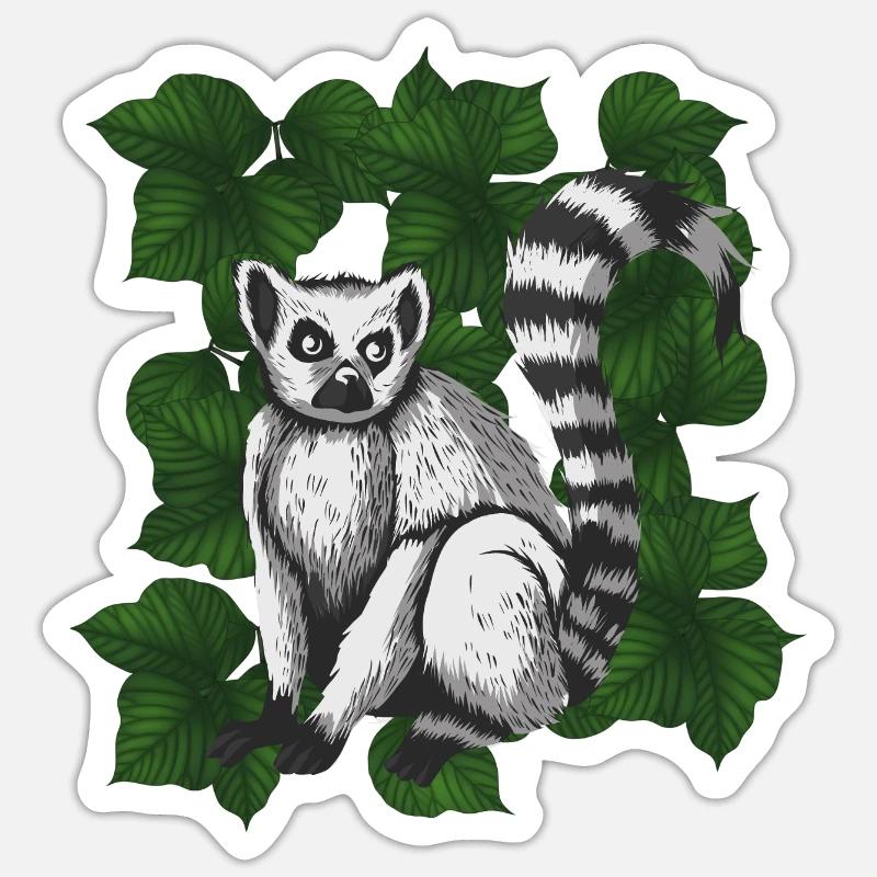 Retro Lemur - Sticker Größe S (10 x 10 cm) - Mattweiß