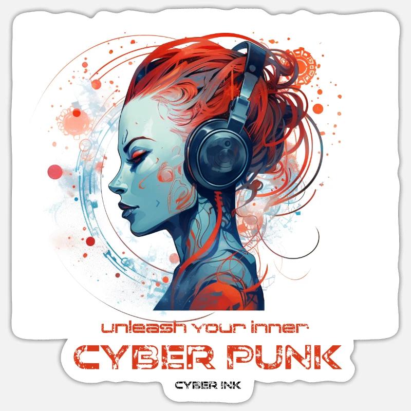 CyberInk Tech-Tattoo 9 - Sticker Größe S (10 x 10 cm) - Mattweiß