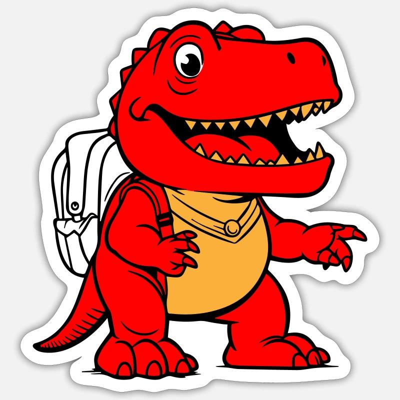 Trex with backpack Sticker size S (10 x 10 cm)