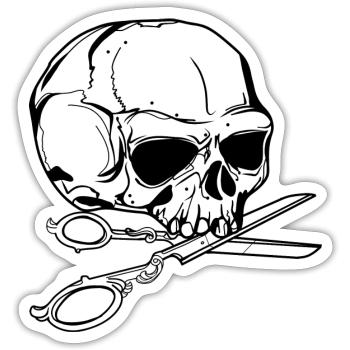 Schneider // Skull // Illustration - Sticker Größe S (10 x 10 cm) - Mattweiß - Vorne