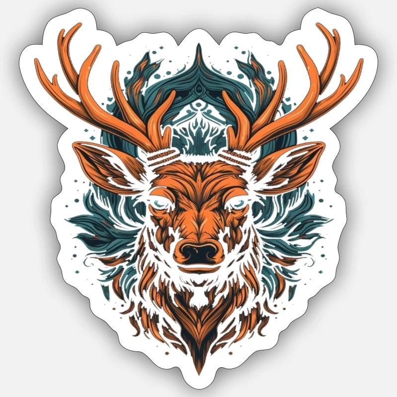 Hirschkopf 5 Sticker Größe S (10 x 10 cm)