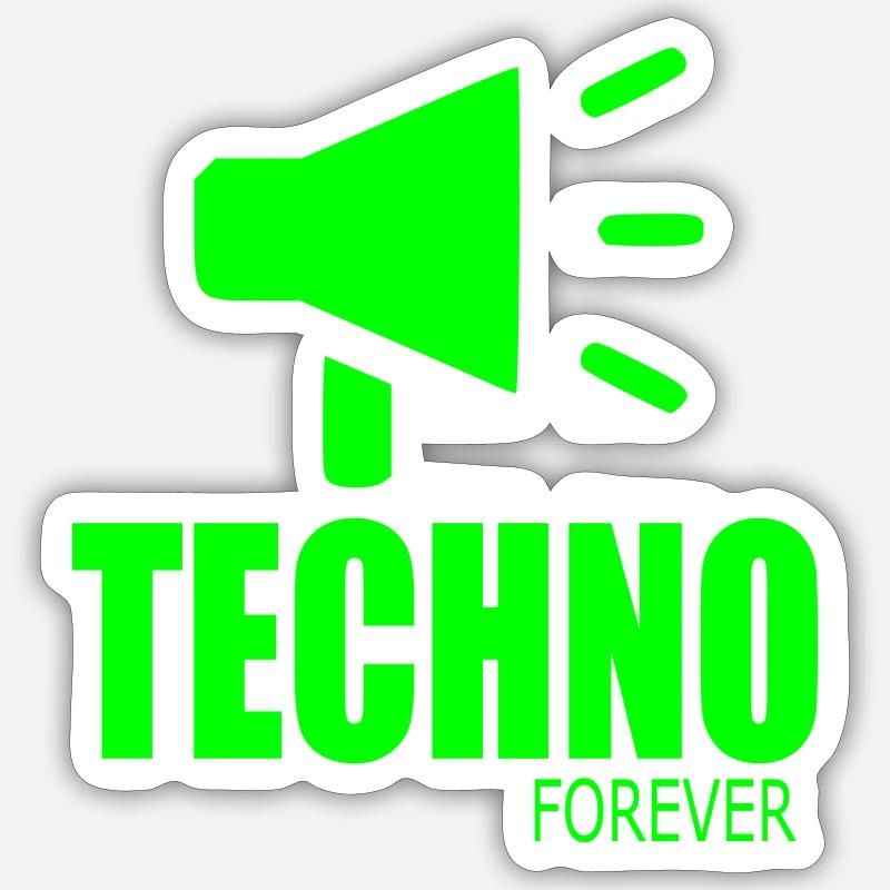 Techno pour toujours - Sticker taille S (10 x 10 cm) - blanc mat