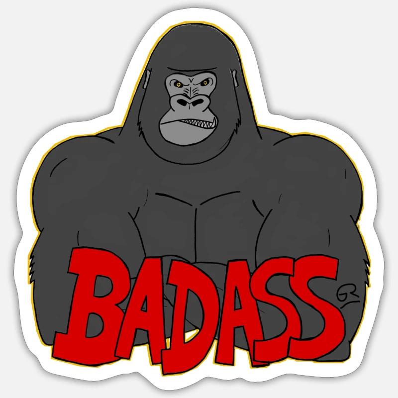 Badass Gorilla - Sticker Größe S (10 x 10 cm) - Mattweiß