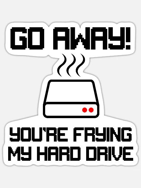Du brätst meine Festplatte - Sticker Größe S (10 x 10 cm) - Mattweiß