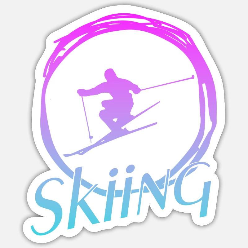SKIING - Sticker Größe S (10 x 10 cm) - Mattweiß