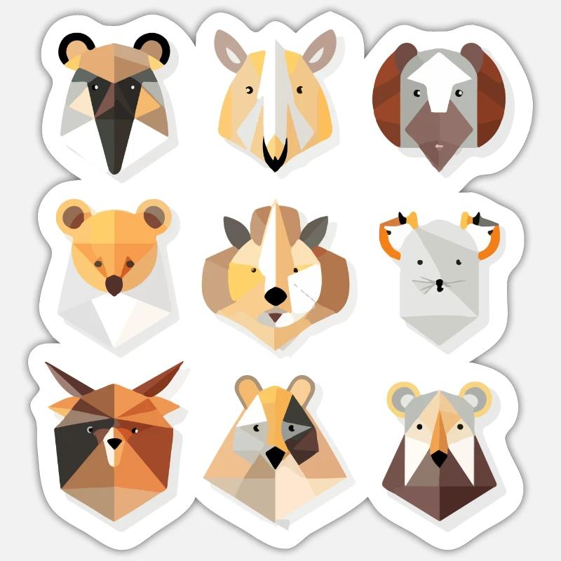 Geometric animals - Sticker size S (10 x 10 cm) - white matte