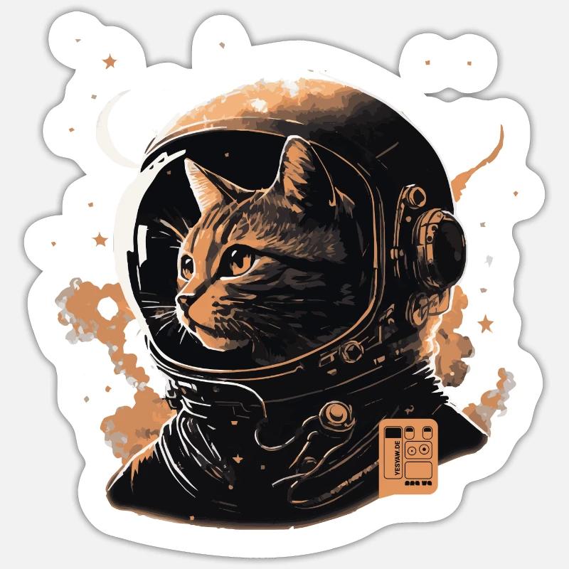spacecat beige vector Sticker Größe S (10 x 10 cm)