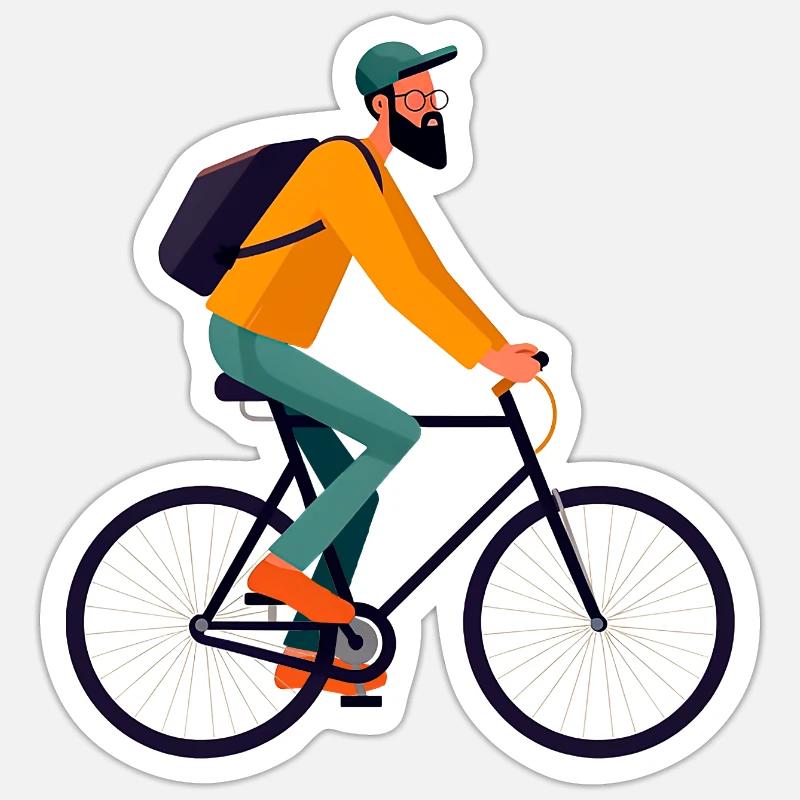 Biker - Sticker size S (10 x 10 cm) - white matte