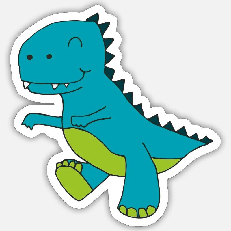 Bleu Dino - Sticker taille S (10 x 10 cm) - blanc mat