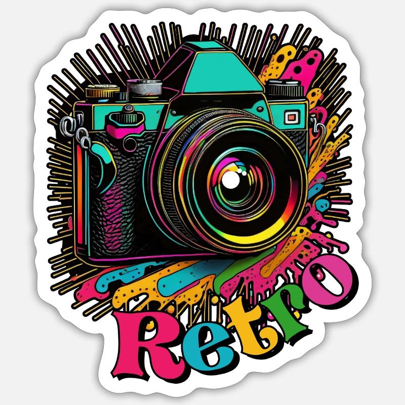 60's Retro Camera Sticker size S (10 x 10 cm)
