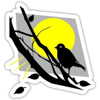 Bird with sun - Sticker size S (10 x 10 cm) - white matte - Front