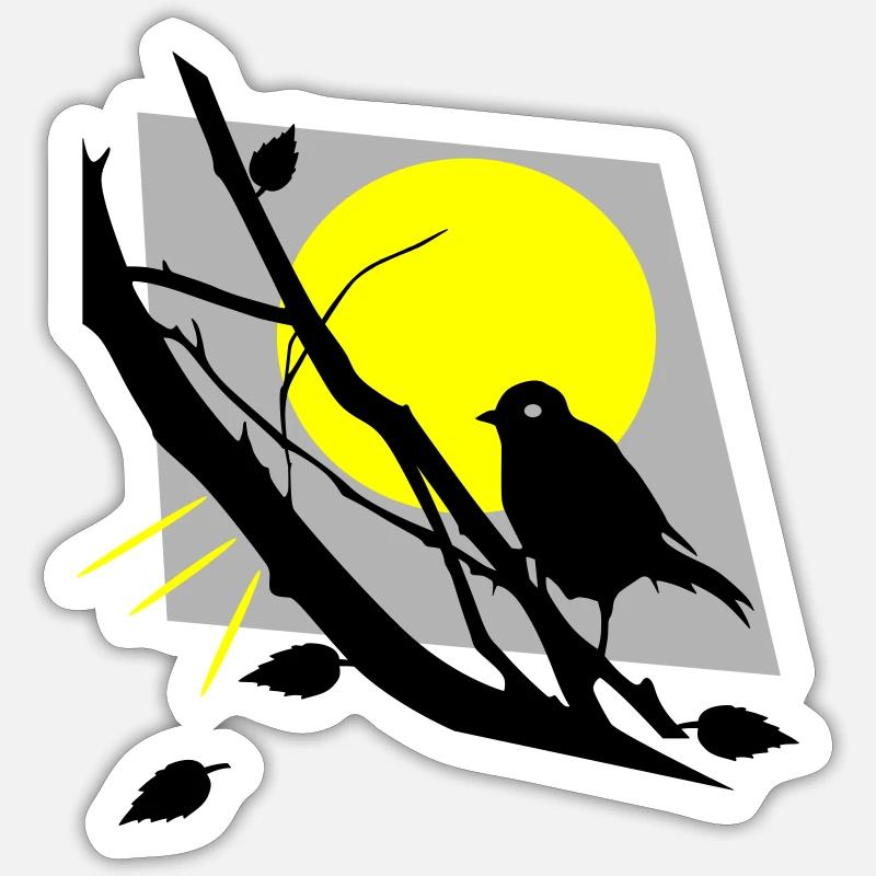 Bird with sun - Sticker size S (10 x 10 cm) - white matte