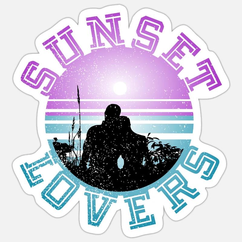 Coucher de soleil 4 - Sticker taille S (10 x 10 cm) - blanc mat