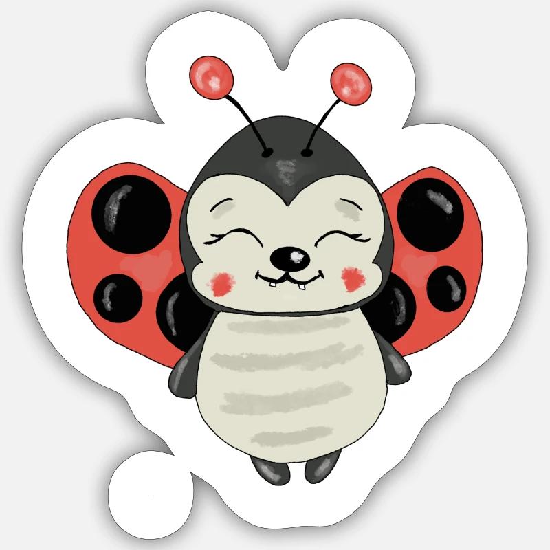 Marienkäfer - Sticker Größe S (10 x 10 cm) - Mattweiß