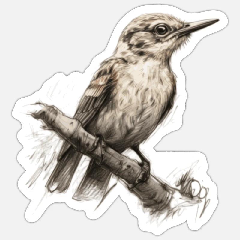 Vogel Vögel Gemalt Geschenkidee - Sticker Größe S (10 x 10 cm) - Mattweiß