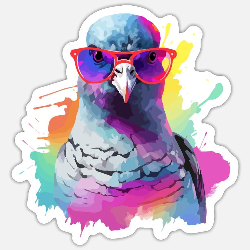 Ron the pigeon - Sticker size S (10 x 10 cm) - white matte
