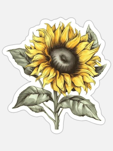 Sonneblume Sonnenblumen Geschenkidee - Sticker Größe S (10 x 10 cm) - Mattweiß