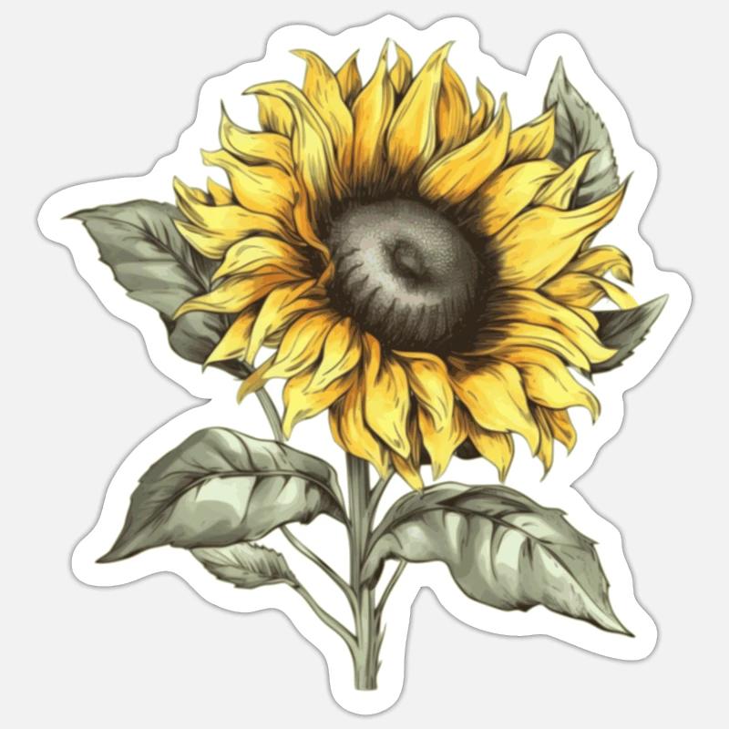 Sonneblume Sonnenblumen Geschenkidee - Sticker Größe S (10 x 10 cm) - Mattweiß
