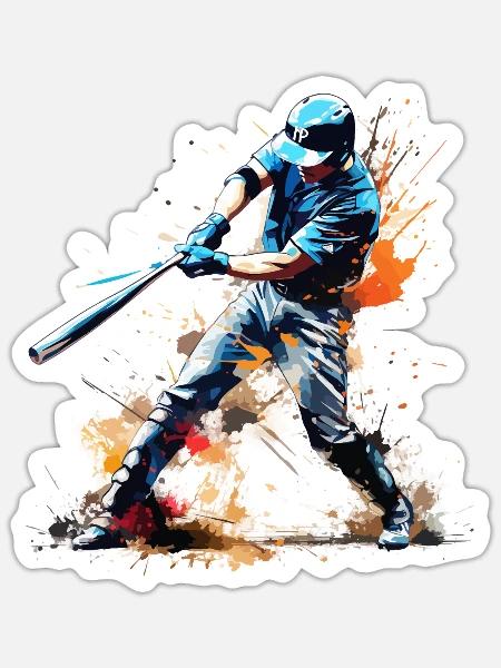 Baseball Baseballspieler Home Run Schläger Splash - Sticker Größe S (10 x 10 cm) - Mattweiß