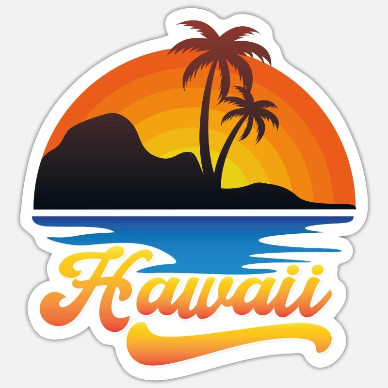 Conception de la plage d’Hawaï - Sticker taille S (10 x 10 cm) - blanc mat