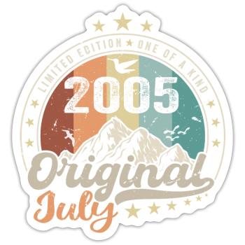 Juillet 2005 Anniversaire Idée Cadeau Juillet 2005 - Sticker taille S (10 x 10 cm) - blanc mat - Devant