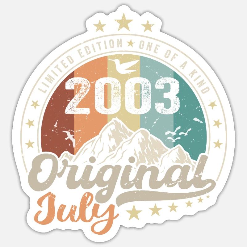 Juli 2003 Jubiläumsgeschenkidee Juli 2003 - Sticker Größe S (10 x 10 cm) - Mattweiß