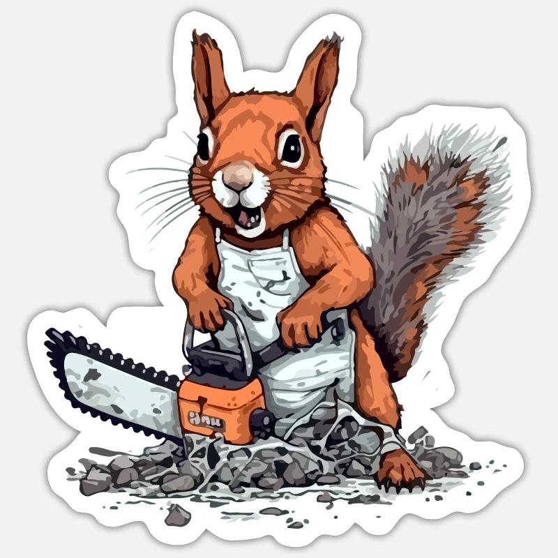 Squi the pruning squirrel - Sticker size S (10 x 10 cm) - white matte
