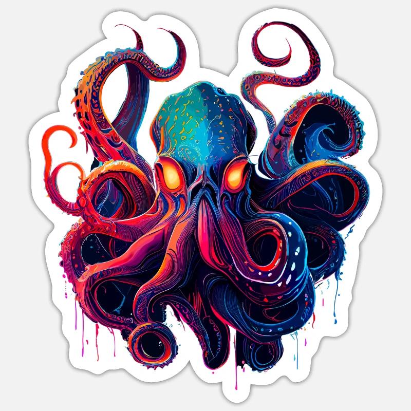 Octopus illustration Sticker size S (10 x 10 cm)