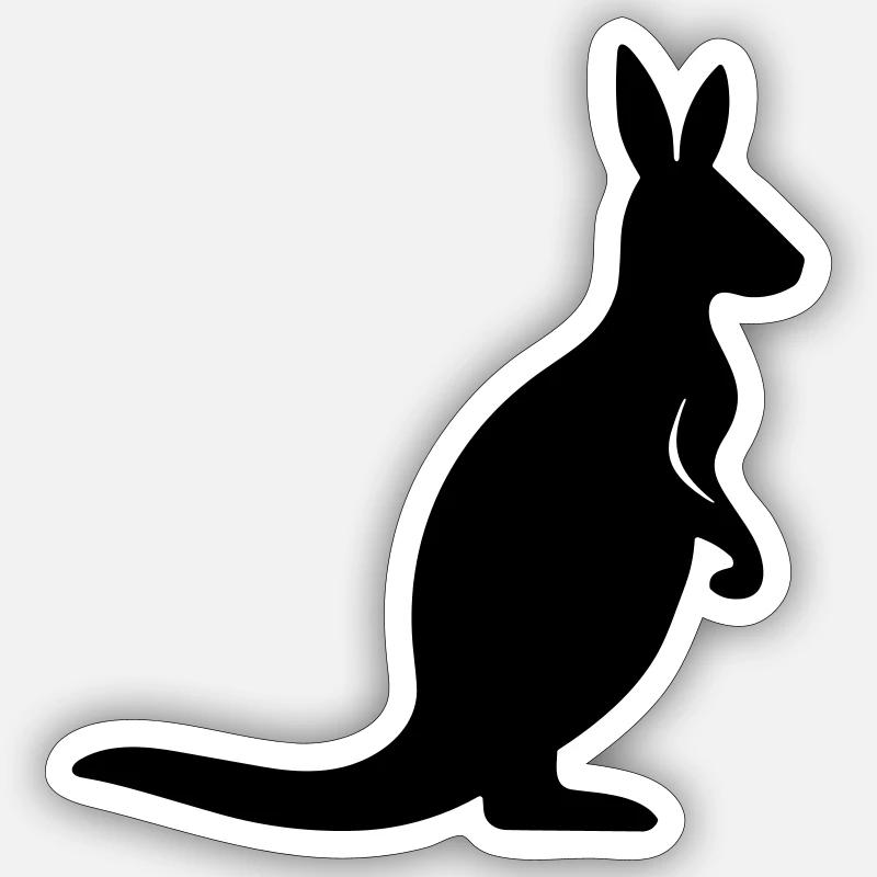 kangourou - Sticker taille S (10 x 10 cm) - blanc mat