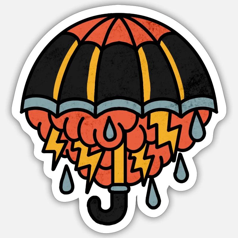 Regenschirm mit Regenwolke - Sticker Größe S (10 x 10 cm) - Mattweiß