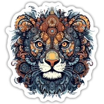 Lou la lionne - Sticker taille S (10 x 10 cm) - blanc mat - Devant