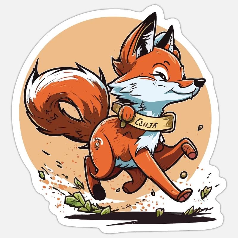 Fox Runner - Sticker taille S (10 x 10 cm) - blanc mat