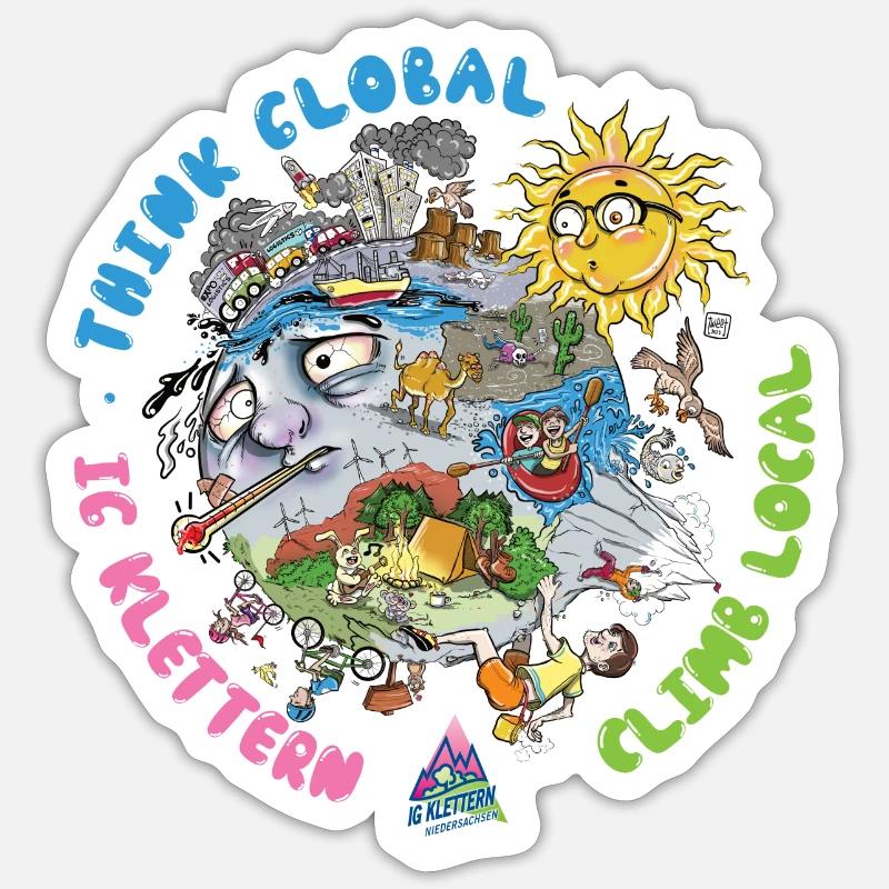 Think Global Climb Local Heller Hintergrund - Sticker Größe S (10 x 10 cm) - Mattweiß