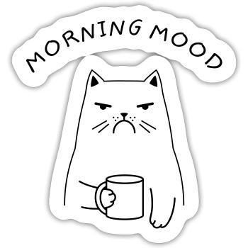 Morgenmensch Stimmung Katze Job Arbeit Büro - Sticker Größe S (10 x 10 cm) - Mattweiß - Vorne