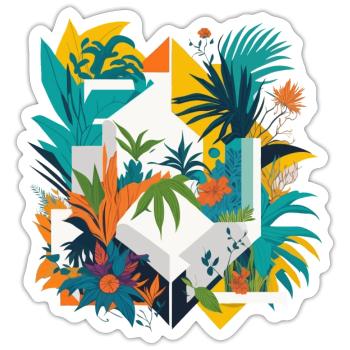 Geometric Jungle - Sticker size S (10 x 10 cm) - white matte - Front