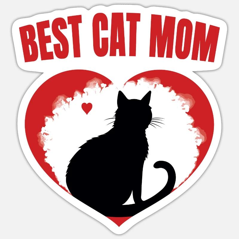 Best Cat Mom - Sticker Größe S (10 x 10 cm) - Mattweiß