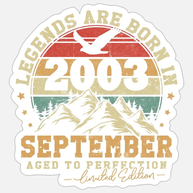 Septembre 2003 vintage rétro anniversaire 2003 - Sticker taille S (10 x 10 cm) - blanc mat