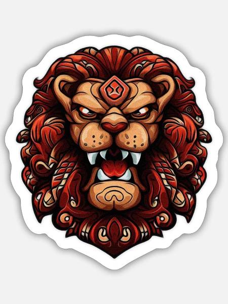 Löwe im Cartoon Style - Sticker Größe S (10 x 10 cm) - Mattweiß