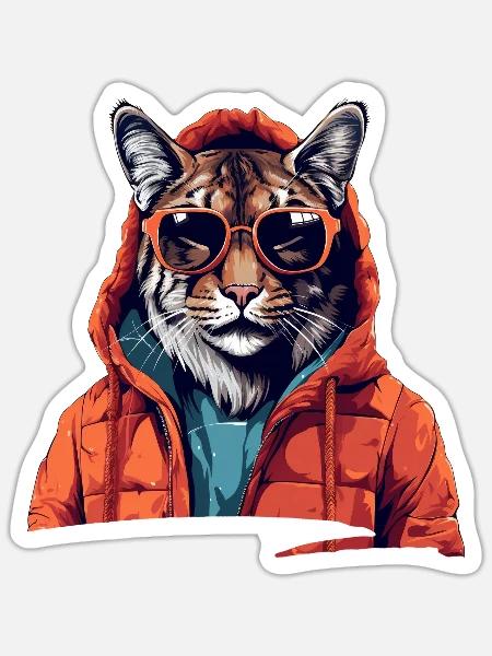 Streetstyle-Luchs | Luchs-Liebhaber - Sticker Größe S (10 x 10 cm) - Mattweiß