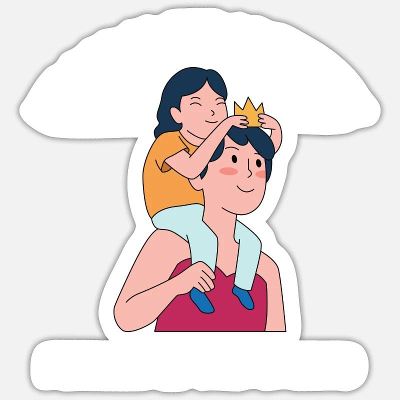 Vatertag Mädchen Design - Sticker Größe S (10 x 10 cm) - Mattweiß
