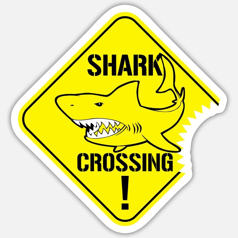 Shark Crossing Warnzeichen Sticker Größe S (10 x 10 cm)