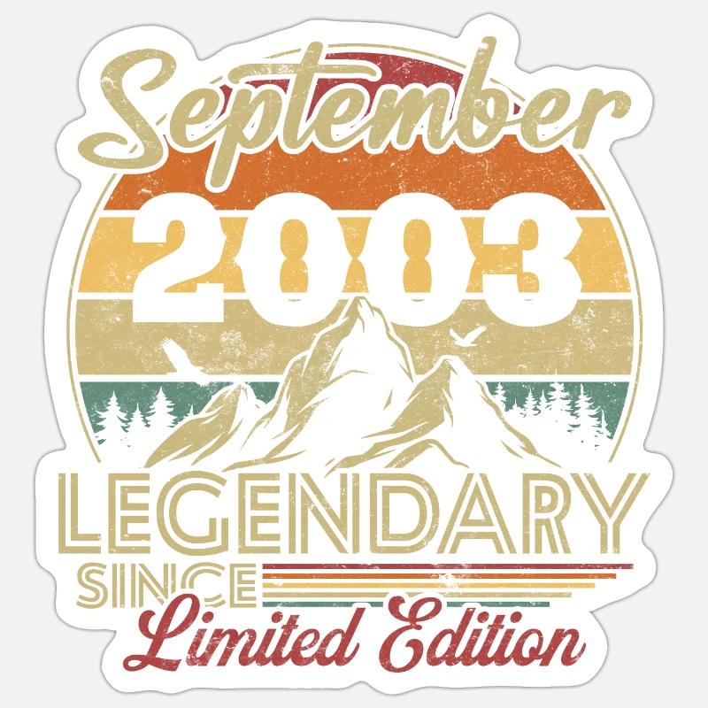 Vintage Retro Septembre 2003 Cadeau d’anniversaire - Sticker taille S (10 x 10 cm) - blanc mat