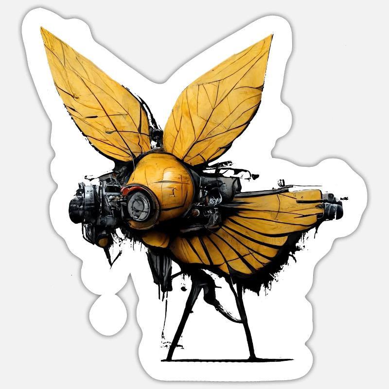 Mecha Moth - Sticker size S (10 x 10 cm) - white matte