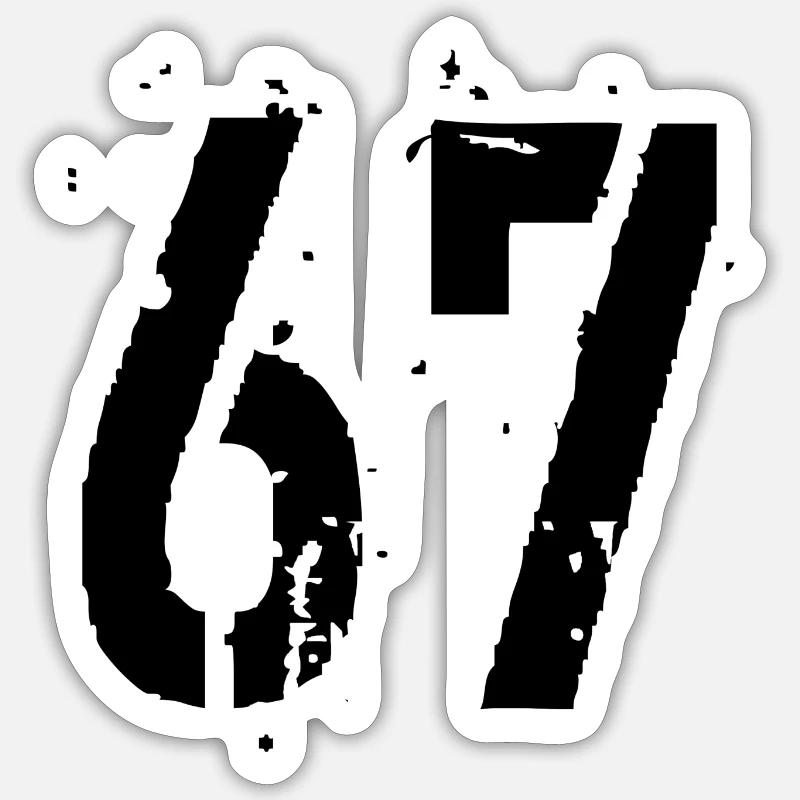 Nummer 67 - Sticker Größe S (10 x 10 cm) - Mattweiß