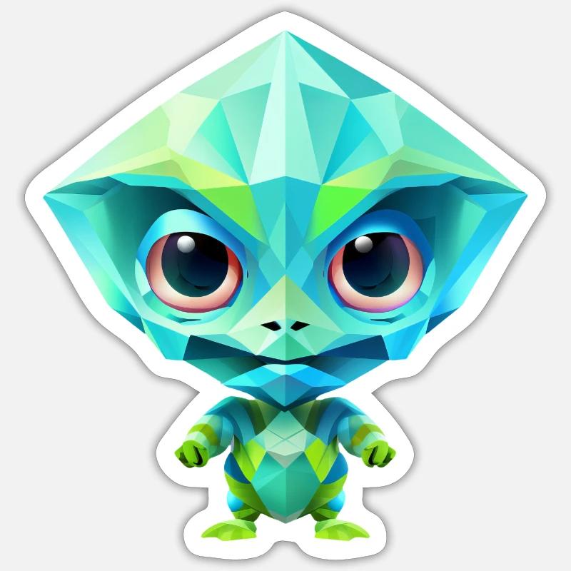 Polygone vert extraterrestre extraterrestre - Sticker taille S (10 x 10 cm) - blanc mat