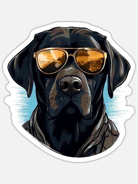 Urban Retriever: Streetwise Labrador Vibes - Sticker Größe S (10 x 10 cm) - Mattweiß