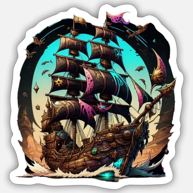 Pirate ship - Sticker Größe S (10 x 10 cm) - Mattweiß